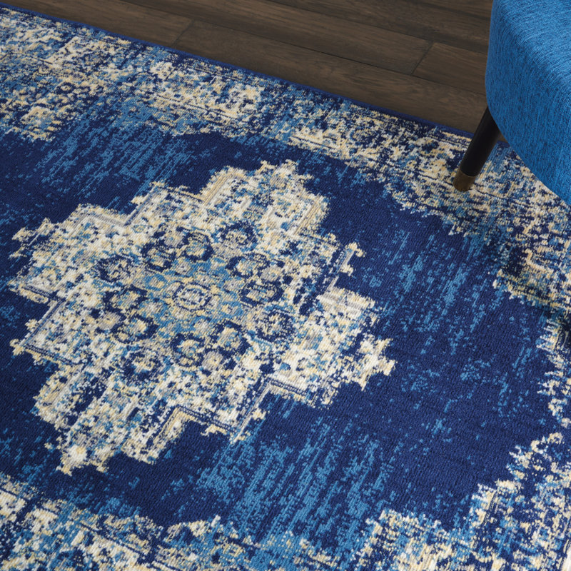 Bungalow Rose Burnie Oriental Blue/White Area Rug & Reviews Wayfair
